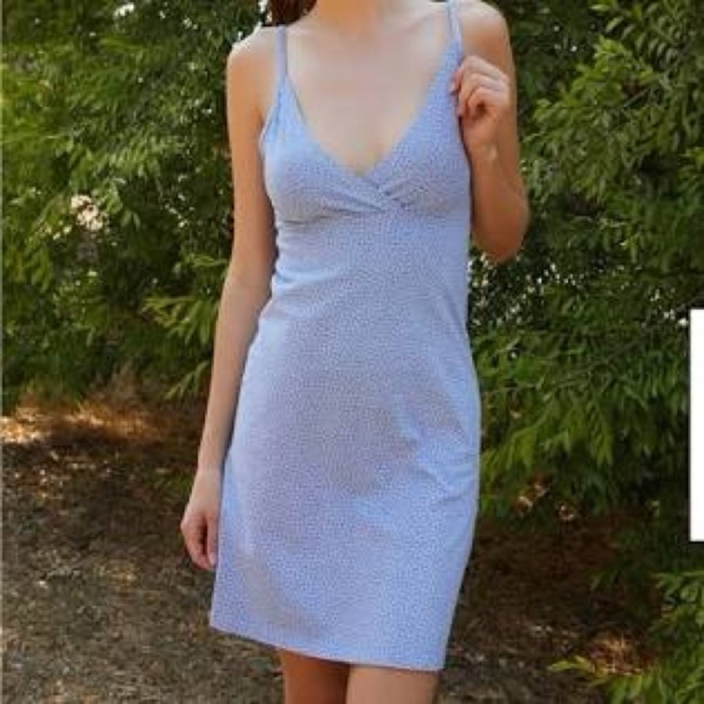 Brandy Melville Blue and White Patterned Top